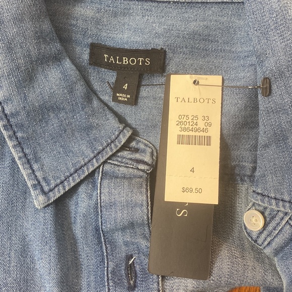 Talbots Blue Denim Button Front Shirt, NEW - Picture 7 of 9